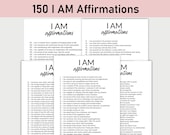 150 I Am Affirmations, Journal Prompts, Printable, Journal, Minimalist, Reflections, Self Worth, Manifestation, Gratitude, Courage