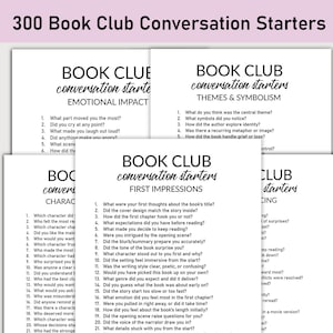 300 bokklubbskonversationsstartare, djupa, roliga frågor, konversationsstartpaket, diskussionsfrågor, bokliga, meningsfulla samtal