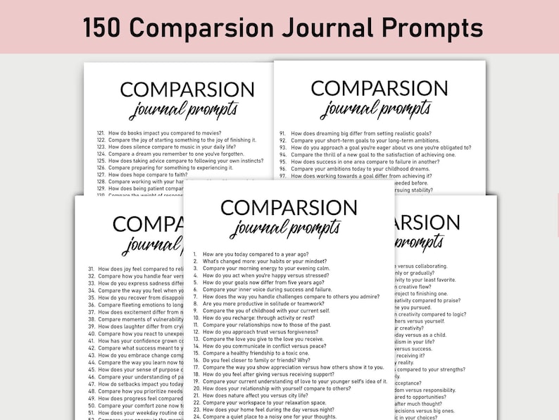 Journal Paper Model Comparison Table 150 Comparison Journal Prompts , Printable, Journal, Minimalist ...