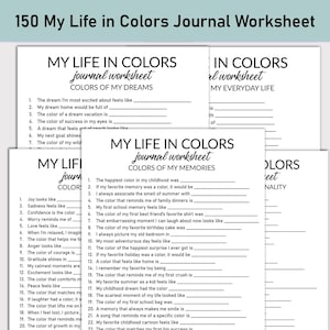 Foglio di lavoro stampabile "La mia vita a colori", diario stampabile, domande a risposta multipla, quaderno di lavoro colorato, diario divertente