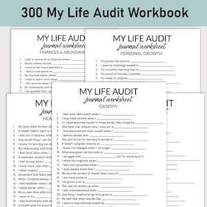 Quaderno di lavoro per il mio diario di verifica della vita, diario stampabile, domande a risposta multipla, fogli di lavoro per la crescita personale, definizione degli obiettivi, autoriflessione