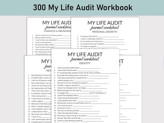 My Life Audit Journal Workbook, Journal Printable, Fill-in-the-Blank Questions, Personal Growth Worksheets, Goal Setting, Self Reflection
