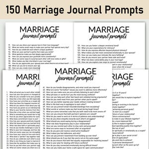 150 Marriage Journal Prompts , Printable, Journal, Minimalist, Love, Relationship, Wellness, Reflections, Gratitude, Couple, Intimacy