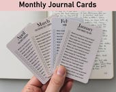 Monthly Journal Cards, Journal Printable, Planner Cards, Journaling Card Bundle, Personal Growth, Year Reflections, Guided Month Journaling