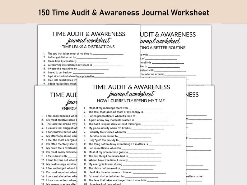 Time Audit and Awareness Printable Worksheet, Journal Printable, Fill ...