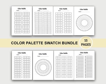 Color Palette Swatch Chart Bundle, Printable, Blank Color Swatch, Ink Swatch, Alcohol Marker, Paint, Duo Color, Tri Color Combination, Combo