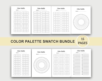 Color Palette Swatch Chart Bundle, Printable, Blank Color Swatch, Ink Swatch, Alcohol Marker, Paint, Duo Color, Tri Color Combination, Combo