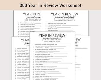Year in Review Workbook, Journal Printable, Fill-in-the-Blank Questions, Self Discovery Journal Worksheets, New Year, End of Year
