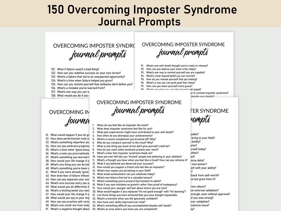 150 Overcoming Imposter Syndrome Journal Prompts , Printable, Journal ...