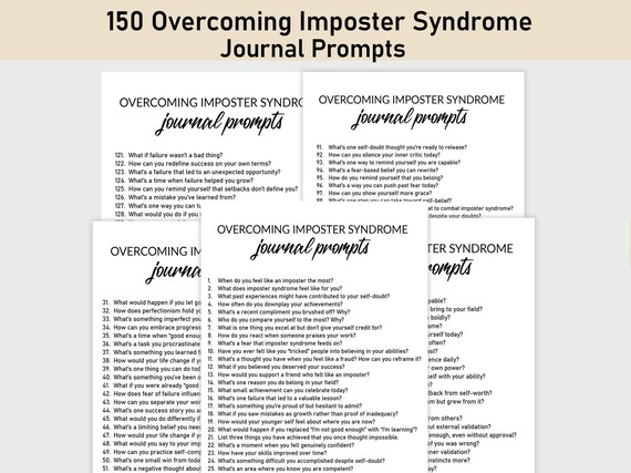 150 Overcoming Imposter Syndrome Journal Prompts , Printable, Journal, Minimalist, Reflections, Failure, Growth, Self Doubt,Confidence