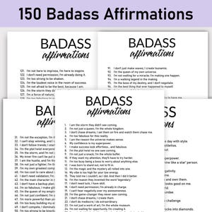 150 Badass Affirmations, Journal Prompts, Printable, Journal, Minimalist, Reflections, Humorous, Hilarious, Fun, Interesting