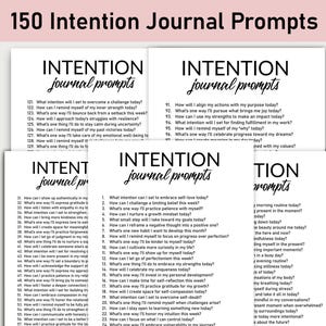 150 Intention Journal Prompts, Printable, Journal, Minimalist, Reflections, Manifest, Goals, Daily Intentions, Self Love, Reflections