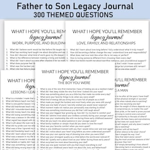 300 Father to Son Legacy Journal, Printable, Journal, What I Hope You'll Remember, Keepsake Gift, Memory Journal, Love, Milestones