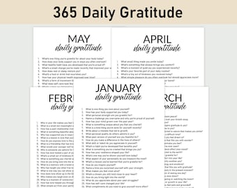 365 Daily Gratitude Journal Prompts , Printable, Journal, Minimalist, Self Care, Mental Health, Daily Happiness, Growth, Simple Joys