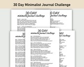 30 Day Minimalism Journal Challenge Printable, Challenge Printable, Guided Journal, Simplicity, Decluttering, and Mindful Living, Minimalist