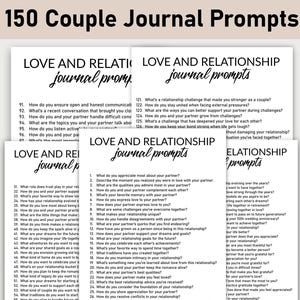 150 Couple Journal Prompts , Printable, Journal, Minimalist, Love, Relationship, Wellness, Reflections, Gratitude, Marriage