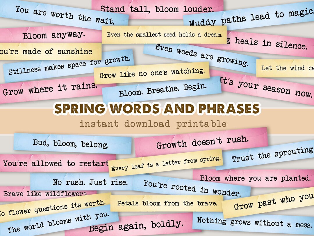 Spring Words and Phrases Printable, Ephemera, Digital Instant Download ...
