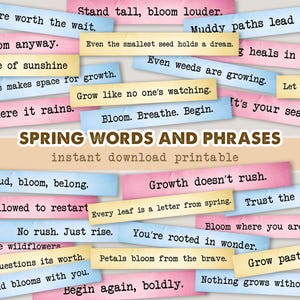 Parole e frasi sulla primavera stampabili, effimere, download digitale istantaneo, citazioni, positive, motivanti, stagione primaverile