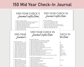 150 Mid Year Check-In Journal, Printable, Journal, Minimalist, Reflections, Self-Discovery, Goal Review, Clarity, Mid Year Reset,Mindfulness
