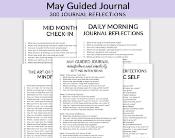 Diario guiado de mayo (300 páginas), paquete de diario de mayo, páginas imprimibles, atención plena, estar presente, aceptar las imperfecciones, diario mensual