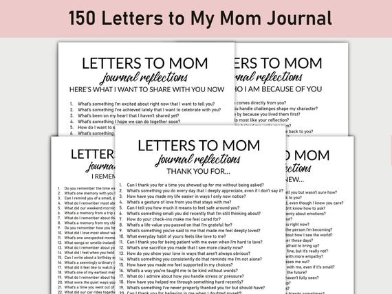 Letters to My Mom Journal, Printable, Journal, Minimalist, Reflections, Love, Gratitude, Lessons, Child to Mom, Mother, Keepsake Journal