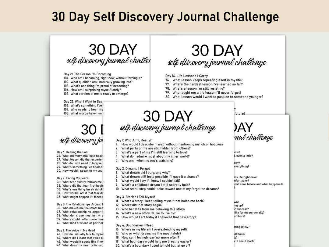 30 Day Self Discovery Journal Challenge Printable, Challenge Printable ...