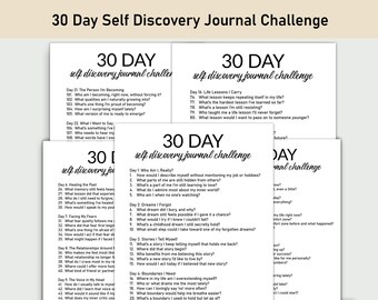 30 Day Self Discovery Journal Challenge Printable, Challenge Printable, Guided Journal, Daily Self Growth, Insights and Reflections