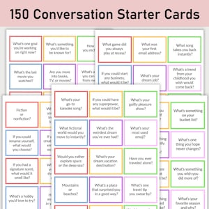 150 Conversation Starter Cards, Printable Conversation Starters, Fun & Thoughtful, Fun, Questions for Any Occasion, Engaging Conversation