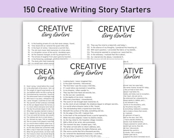 150 Story Starter , Printable, Journal, Minimalist, Creative Writing Ideas, Creative Writing Prompts, First Sentence, Starter Sentence