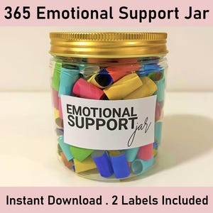 Barattolo di supporto emotivo giornaliero 365, affermazioni stampabili, cura di sé, salute mentale, riflessioni, barattolo di affermazioni, regalo fai da te, ispirazione