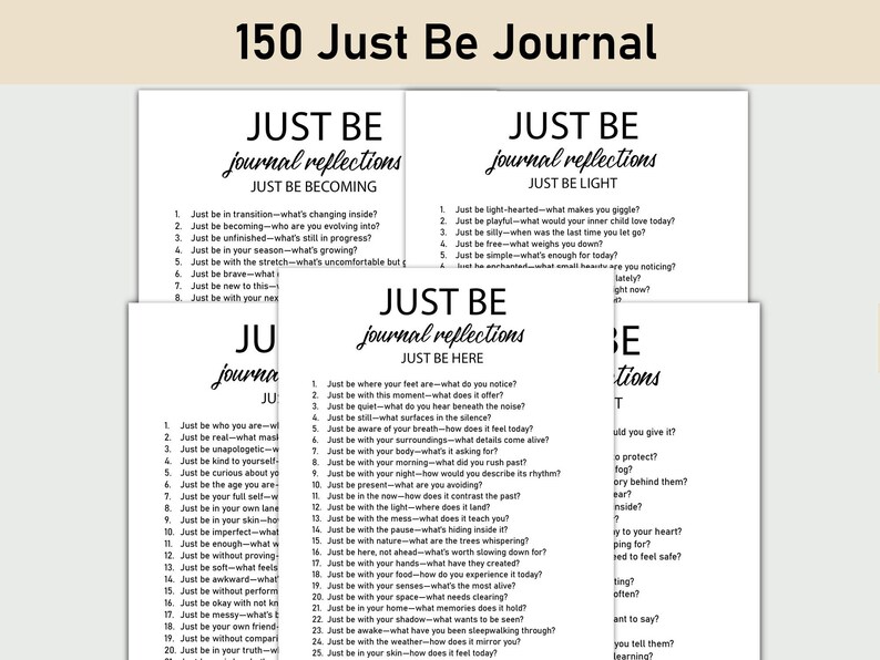 150 Just Be Journal, Printable, Journal, Minimalist, Just Be With It ...