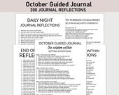 300 October Guided Journal, October Journal Bundle, Printable Journal Pages, Wisdom, Learning, Lessons, Self Growth, Monthly Journal