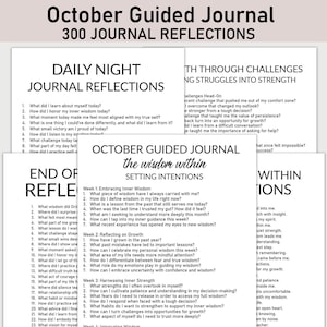 300 October Guided Journal, October Journal Bundle, Printable Journal Pages, Wisdom, Learning, Lessons, Self Growth, Monthly Journal