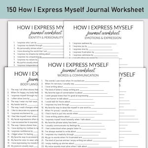 Foglio di lavoro stampabile "Come mi esprimo", diario stampabile, domande a risposta multipla, quaderno di lavoro per il diario dell'autoespressione, introspettivo