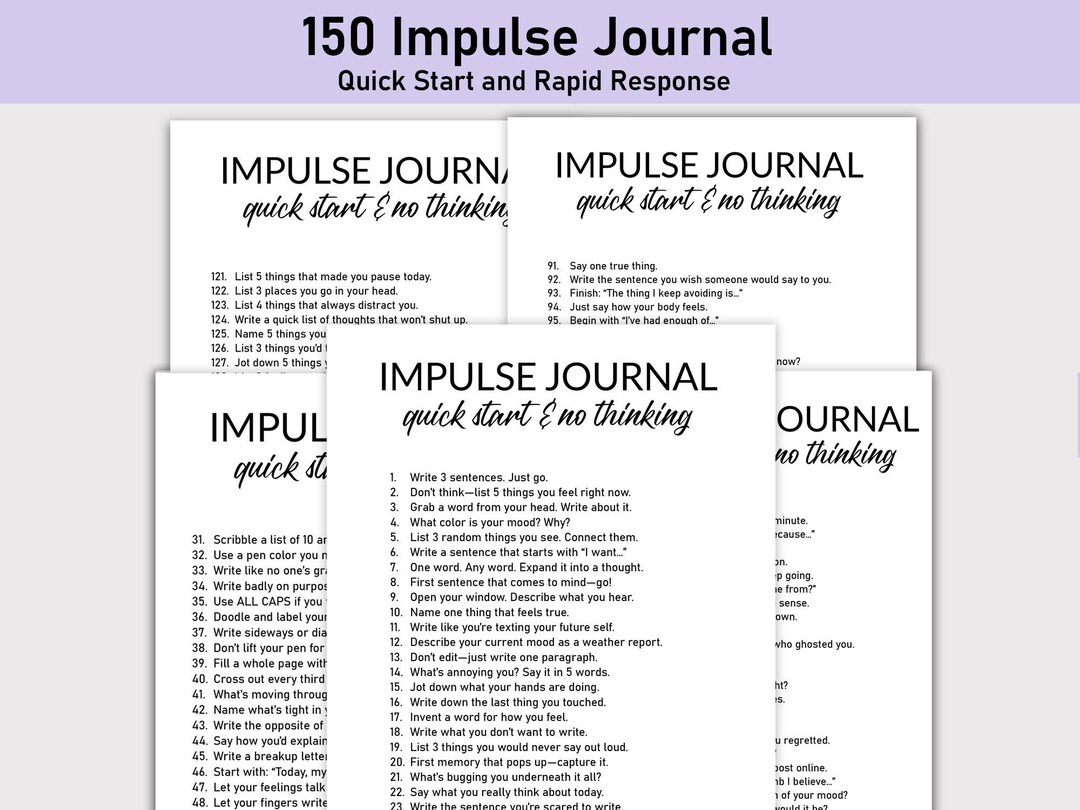 150 Impulse Journal, Printable, Quick Start Journal, Minimalist ...