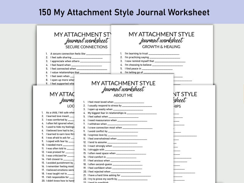 My Attachment Style Printable Worksheet, Journal Printable, Fill-in-the ...