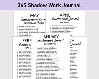 365 Shadow Work Journal, Journal Printable, Minimalist, Self Care, Mental Health, Mindfulness, Healing, Fear, Emotions