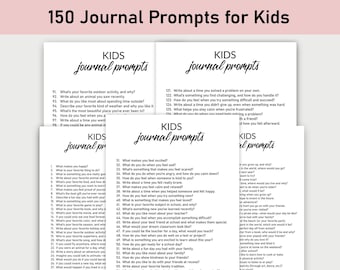 150 Journal Prompts for Kids, Printable, Children Journal, Minimalist, Reflections, Mindfulness, Gratitude Journal, School, Boys and Girls
