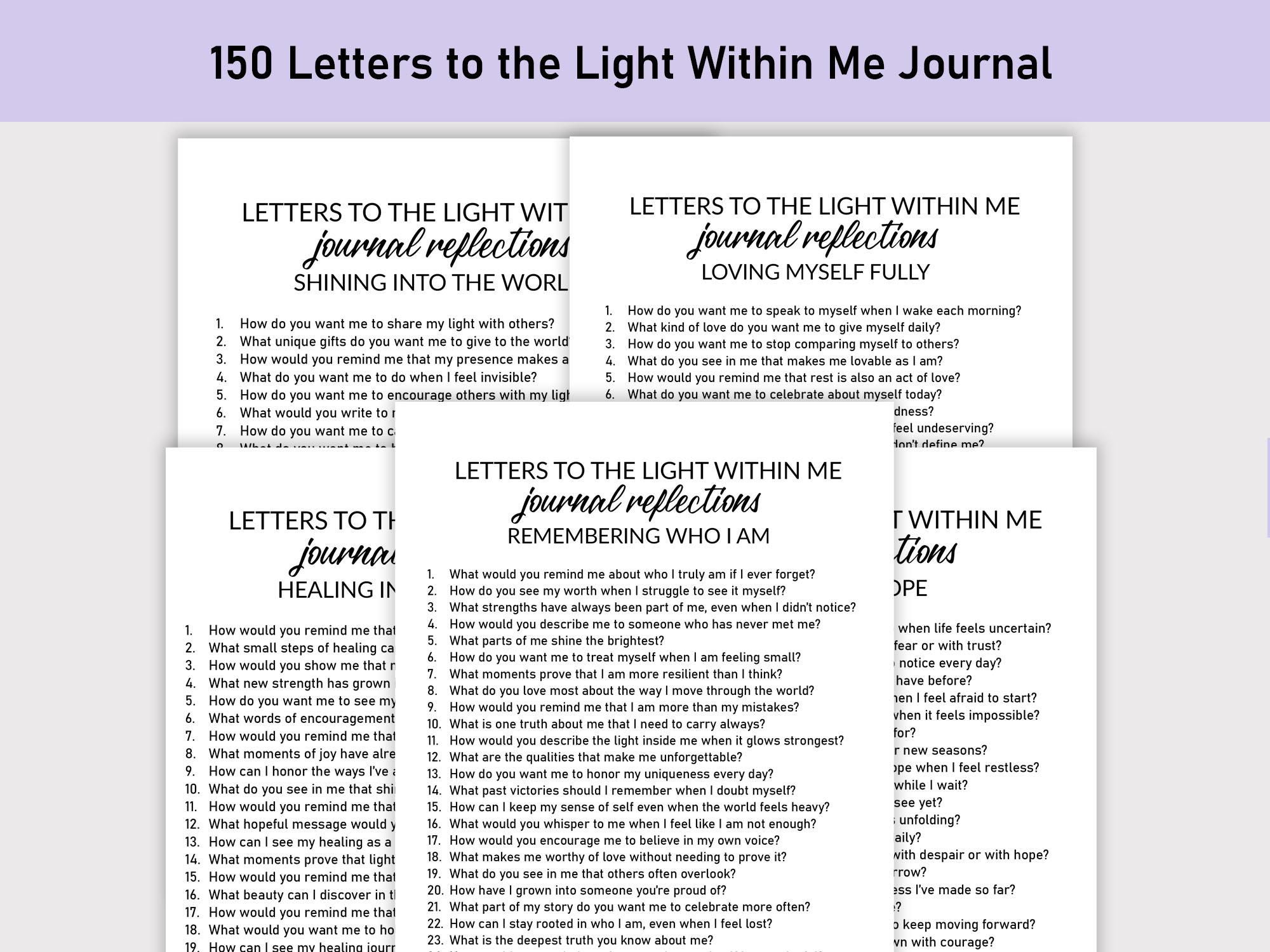 150 Letters to the Light Within Me Journal, Printable, Journal ...
