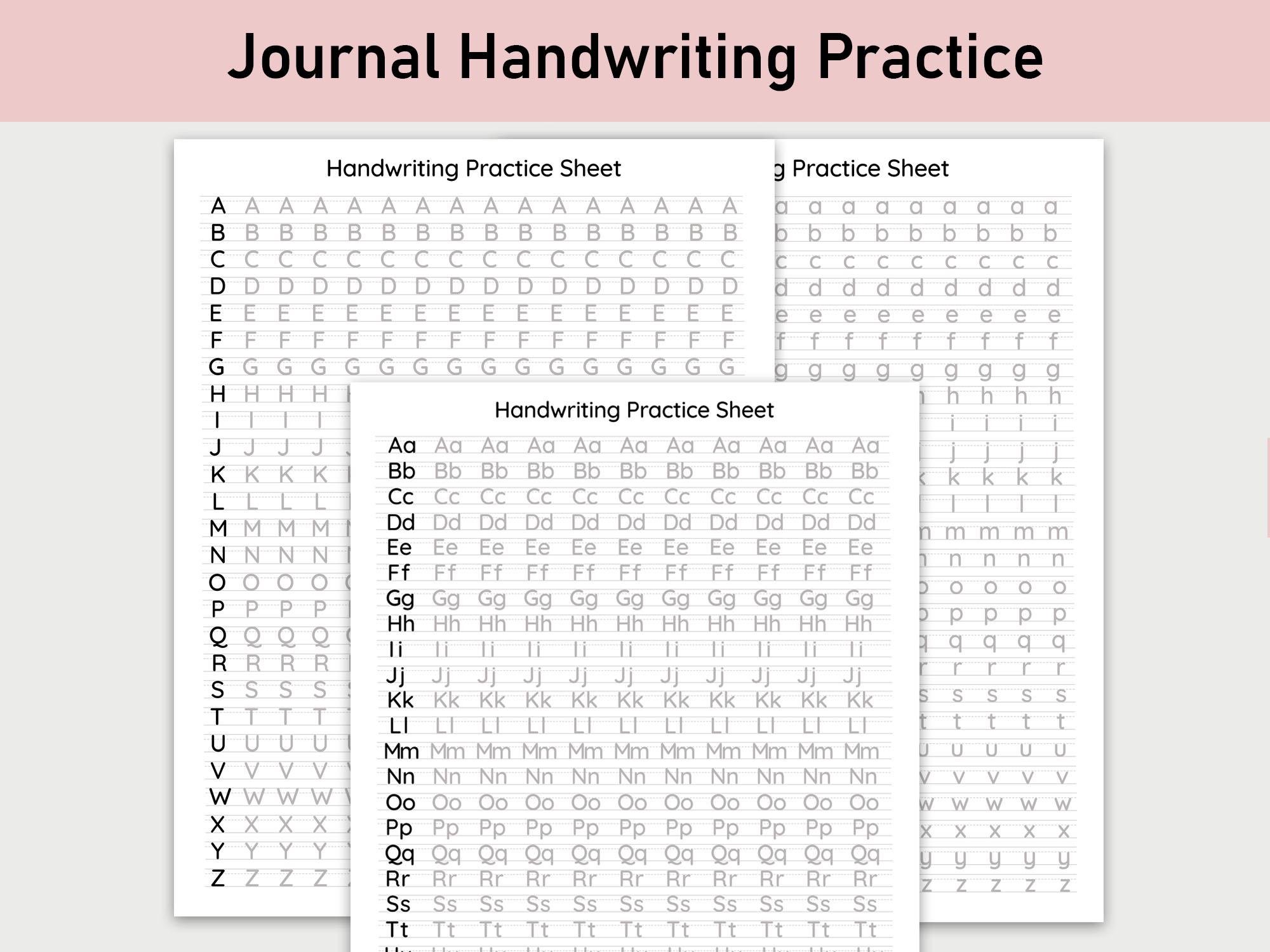 Handwriting Practice Sheets, Journal Handwriting Worksheet, Hand ...