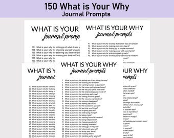 150 What is Your Why Journal Prompts , Printable, Journal, Minimalist, Reflections, Questions, Gratitude, Challenges