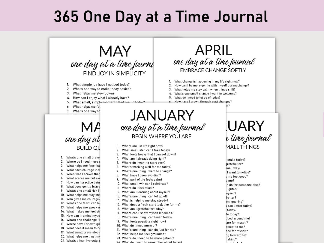 365 One Day at a Time Journal, Journal Printable, Reflections ...