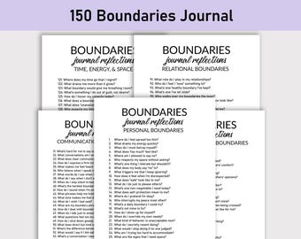 150 sugerencias para el diario de límites, imprimible, diario, reflexiones, establecer límites saludables, claridad emocional, autoempoderamiento