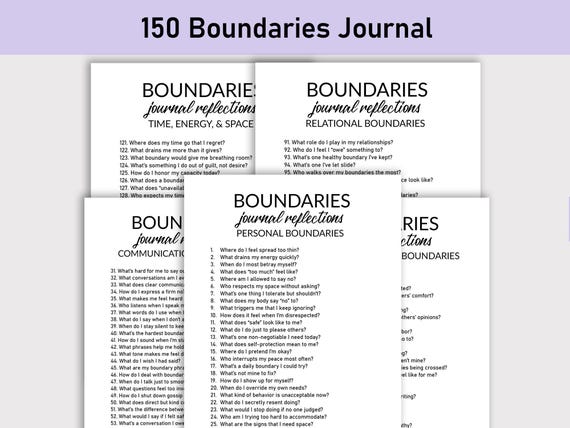 150 Boundaries Journal Prompts, Printable, Journal, Reflections, Setting Healthy Boundaries, Emotional Clarity, Self-Empowerment