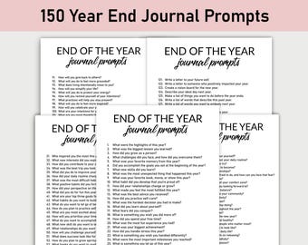 150 Year End Journal Prompts , Printable, Journal, Minimalist, Reflections, End of the Year, Gratitude, Challenges, Growth