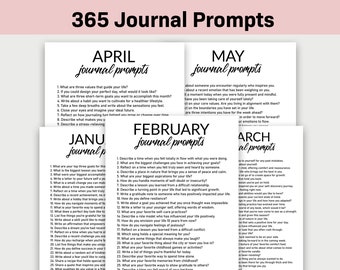 365 Journal Prompts Bundle, Printable, Journal, Minimalist, Self Care, Mental Health, Wellness, Reflections, Beginners, Gratitude, Daily