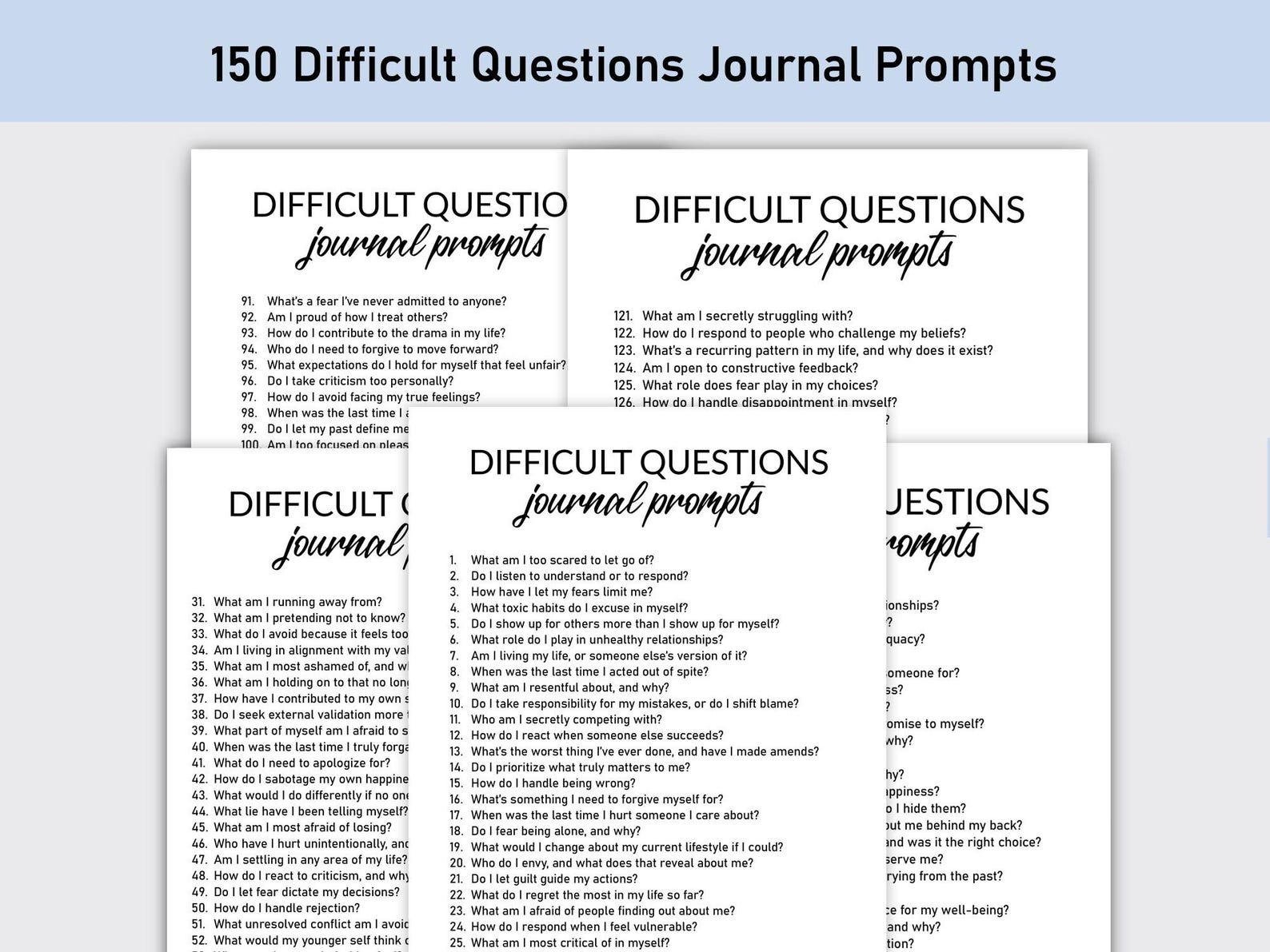 150 Difficult Questions to Ask Journal Prompts, Journal Prompts ...