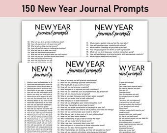 150 New Year Journal Prompts , Printable, Journal, Minimalist, Reflections, Start of the Year, Brand New, Gratitude, Challenges