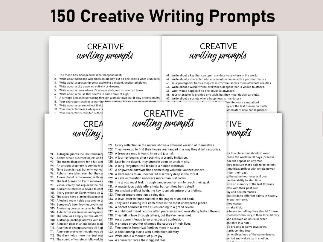 150 Creative Writing Prompts , Printable, Journal, Minimalist, Creative ...