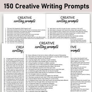 150 spunti di scrittura creativa, stampabili, diario, minimalista, idee di scrittura creativa, inizio di storie, idee per storie, spunti di scrittura